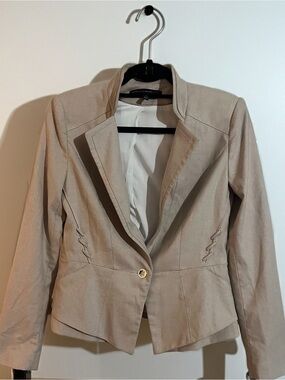White House Black Market Taupe Tailored One-Button Blazer